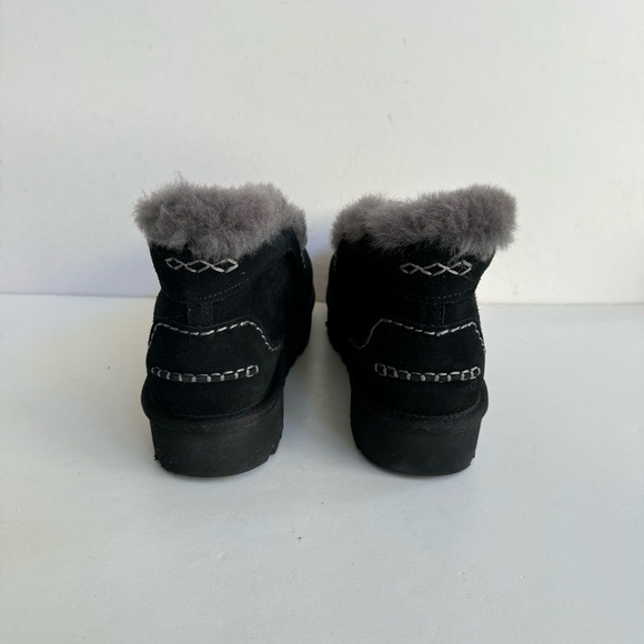 UGG WOMEN ANSLEY PARC BLACK SUEDE PLATFORM SHOES - Picture 4 of 6